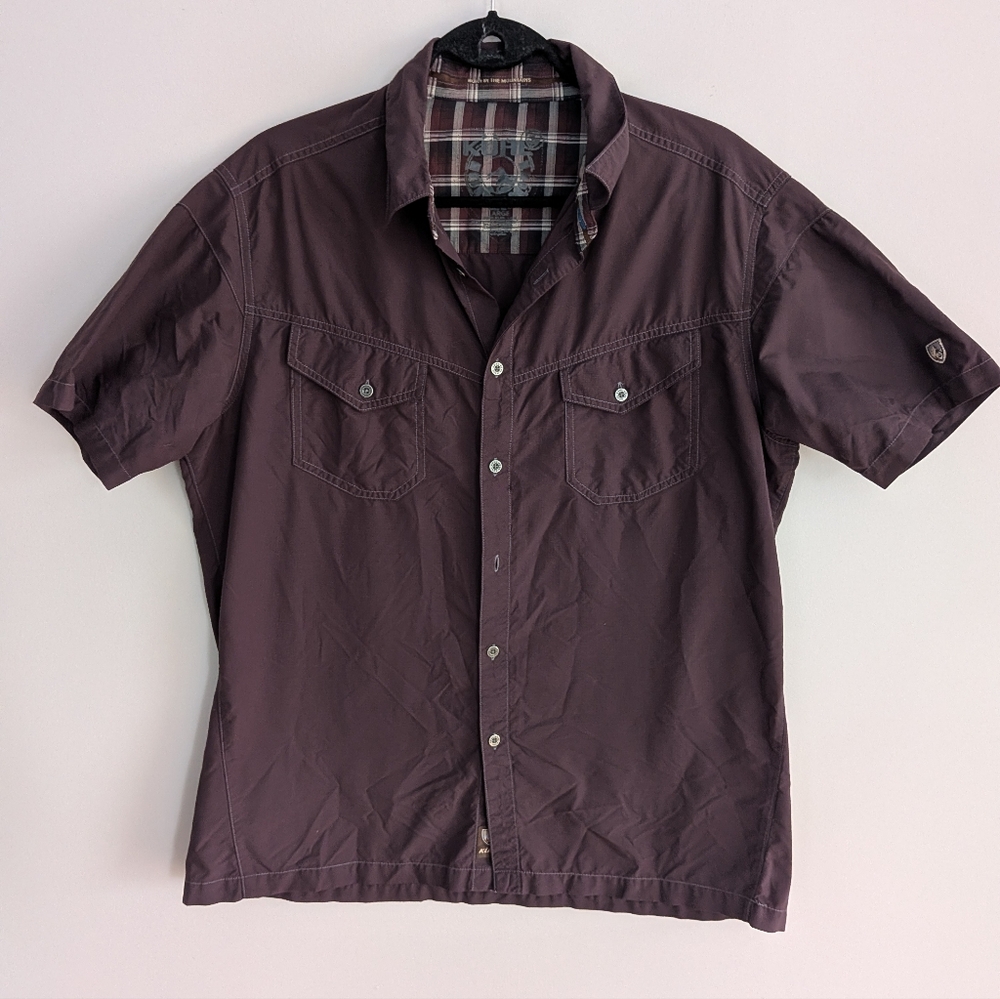 KÜHL Short Sleeve Button Up IONIK Odor Resistant Hiking Shirt Large